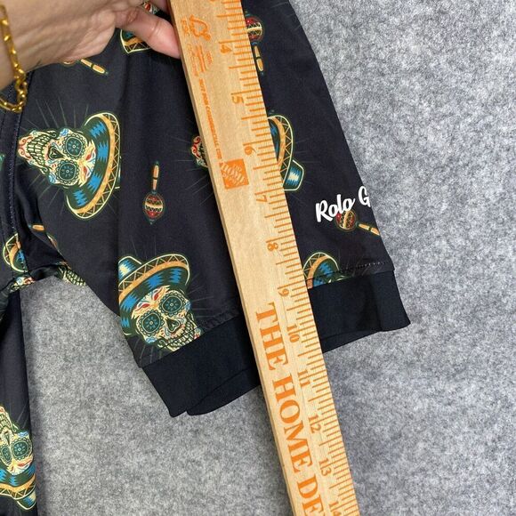 Rolo Golf Mens XXL Polo Shirt AOP Performance Golfer Skull Black Casual - Picture 5 of 10